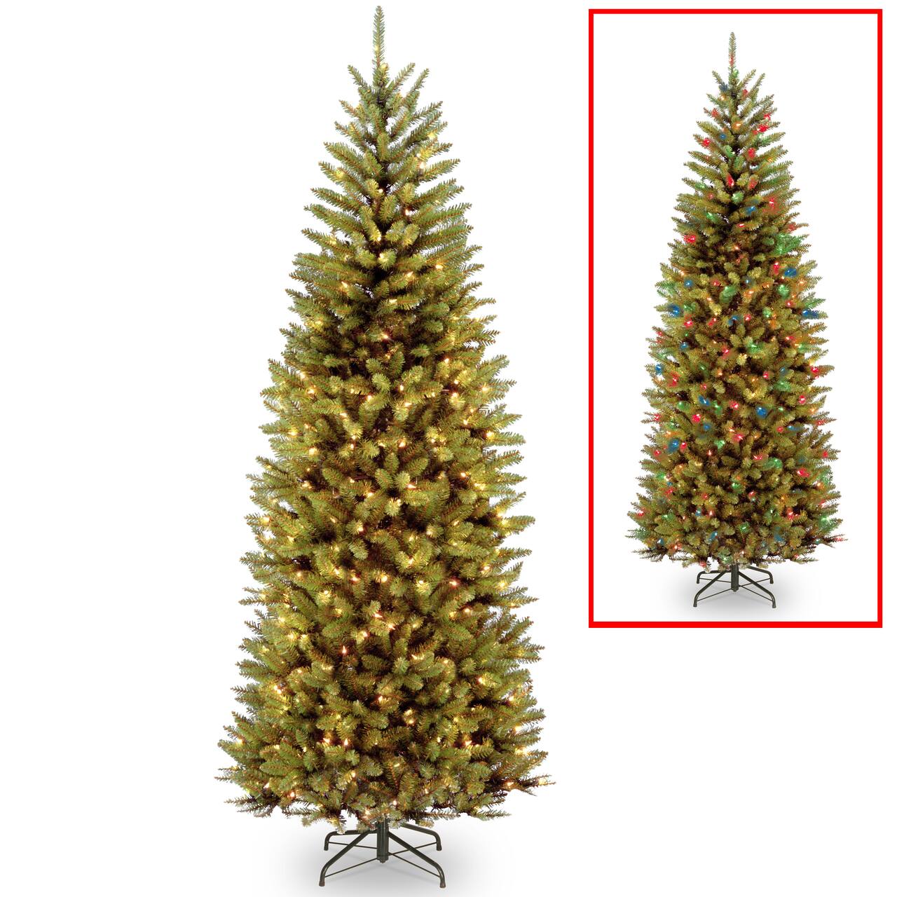 7.5 ft. Pre-lit PowerConnect™ Kingswood Fir Slim Artificial Christmas Tree, Dual Color® LED Lights
